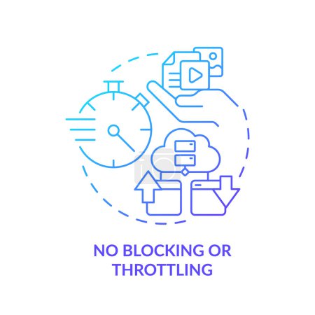 Illustration for 2D gradient no blocking or throttling icon, simple isolated vector, cyber law thin line illustration. - Royalty Free Image