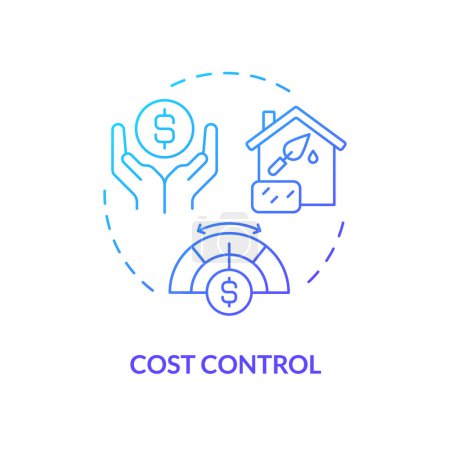 Ilustración de Icono de control de costos de gradiente 2D, vector aislado simple, ilustración de línea delgada de costo de construcción. - Imagen libre de derechos