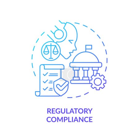 Illustration for 2D gradient regulatory compliance icon, simple isolated vector, cyber law thin line illustration. - Royalty Free Image