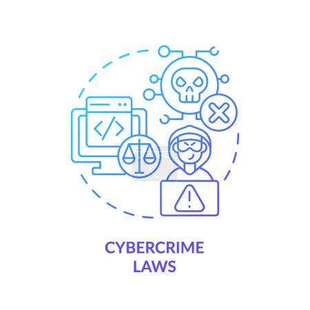 Illustration for 2D gradient cybercrime laws icon, simple isolated vector, cyber law thin line illustration. - Royalty Free Image