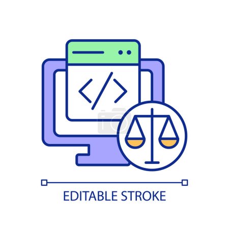 Illustration for 2D simple editable equal treatment of data icon representing cyber law, isolated vector, thin line illustration. - Royalty Free Image
