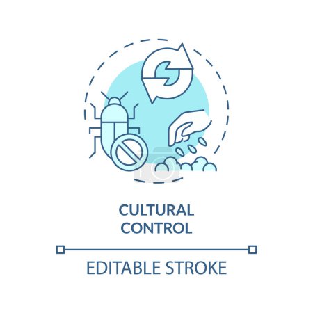 Ilustración de Icono de control cultural azul editable 2D, vector aislado monocromático, ilustración de línea delgada de gestión integrada de plagas. - Imagen libre de derechos