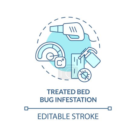 Illustration for 2D editable blue treated bed bug infestation icon, monochromatic isolated vector, integrated pest management thin line illustration. - Royalty Free Image