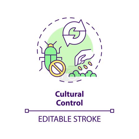 Ilustración de Icono de control cultural multicolor editable 2D, vector aislado simple, ilustración de línea delgada de gestión integrada de plagas. - Imagen libre de derechos