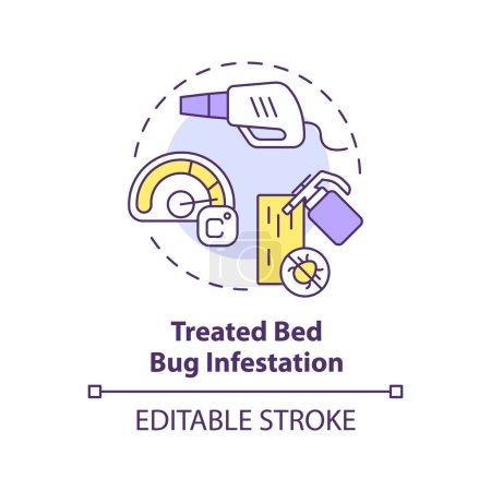 Illustration for 2D editable multicolor treated bed bug infestation icon, simple isolated vector, integrated pest management thin line illustration. - Royalty Free Image
