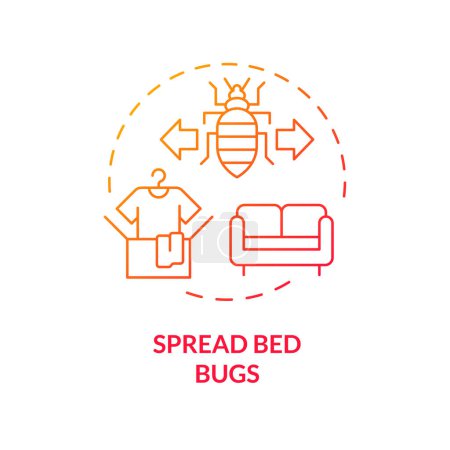 2D gradient spread bed bugs icon, isolated vector, integrated pest management thin line illustration.