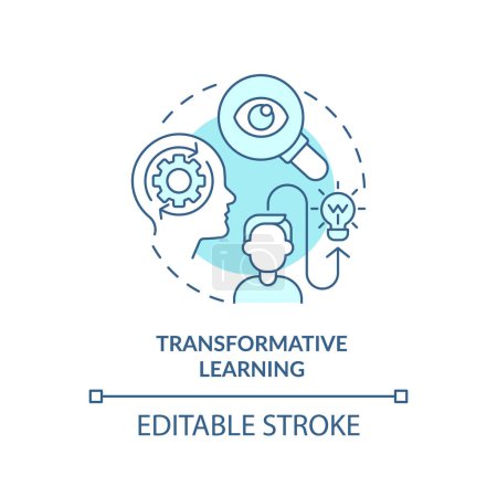 Illustration for 2D editable blue transformative learning icon, simple monochromatic vector, learning theories thin line illustration. - Royalty Free Image