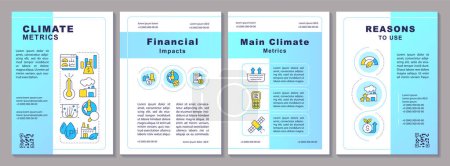 Illustration for 2D climate metrics creative brochure template, leaflet design with thin line icons, 4 vector layouts. - Royalty Free Image