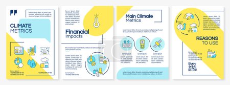 Illustration for Multicolor climate metrics brochure template, leaflet design with thin linear icons, 4 vector layouts. - Royalty Free Image