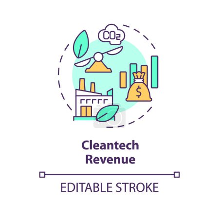 Illustration for 2D editable multicolor cleantech revenue icon, simple isolated vector, climate metrics thin line illustration. - Royalty Free Image