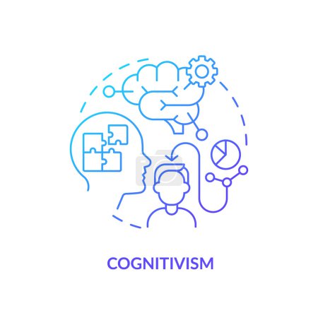 Ilustración de Icono de cognitivismo de gradiente 2D, vector simple, ilustración de línea delgada que representa teorías de aprendizaje. - Imagen libre de derechos