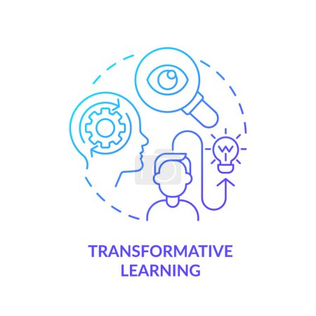 Illustration for 2D gradient transformative learning icon, simple vector, thin line illustration representing learning theories. - Royalty Free Image