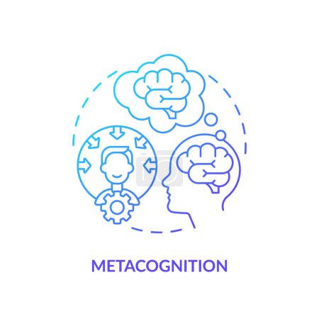 Ilustración de Icono de metacognición de gradiente 2D, vector simple, ilustración de línea delgada que representa teorías de aprendizaje. - Imagen libre de derechos