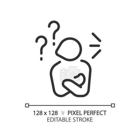 Illustration for 2D pixel perfect editable black ignoring icon, isolated simple vector, thin line illustration representing psychology. - Royalty Free Image