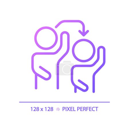 Illustration for 2D pixel perfect gradient imitation icon, isolated vector, thin line purple illustration representing psychology. - Royalty Free Image