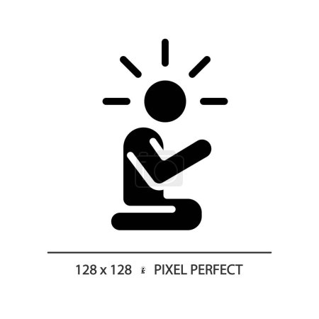 Ilustración de Icono de relieve de estilo glifo perfecto de píxeles 2D, vector aislado, ilustración de silueta que representa la psicología. - Imagen libre de derechos
