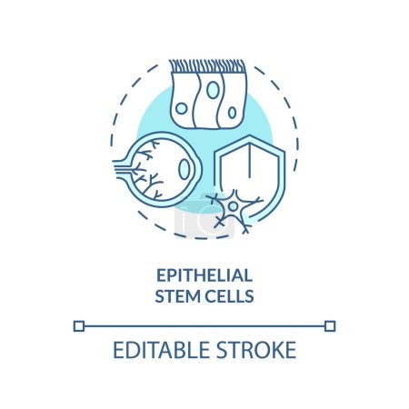 Illustration for 2D editable blue epithelial stem cells icon, monochromatic isolated vector, thin line illustration representing cell therapy. - Royalty Free Image