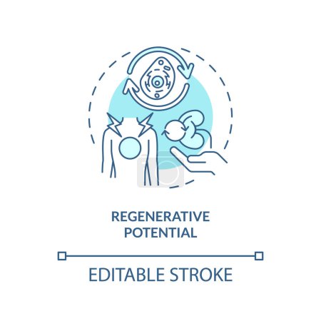 Illustration for 2D editable blue regenerative potential icon, monochromatic isolated vector, thin line illustration representing cell therapy. - Royalty Free Image