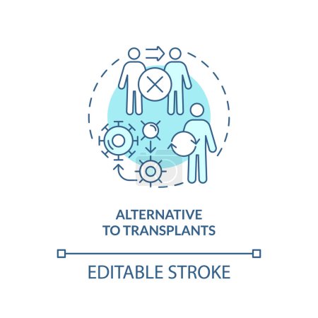 Ilustración de Alternativa azul editable 2D al icono de trasplante, vector aislado monocromático, ilustración de línea delgada que representa la terapia celular. - Imagen libre de derechos
