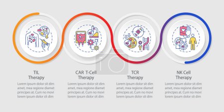 2D cell therapy vector infographics template with simple thin line icons, data visualization with 4 steps, process timeline chart.