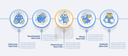 Illustration for 2D cell therapy vector infographics template with multicolor linear icons concept, data visualization with 5 steps, process timeline chart. - Royalty Free Image