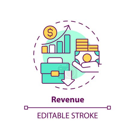 Illustration for 2D editable multicolor revenue icon, simple isolated vector, thin line illustration representing cash flow management. - Royalty Free Image