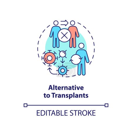 Ilustración de Alternativa multicolor editable 2D al icono de trasplante, vector aislado simple, ilustración de línea delgada que representa la terapia celular. - Imagen libre de derechos