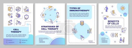 Ilustración de Plantilla de folleto de terapia celular de gradiente creativo, diseño de folletos con iconos lineales delgados, 4 diseños de vectores. - Imagen libre de derechos