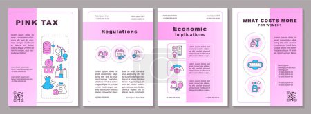 Ilustración de Plantilla de folleto creativo de impuestos rosa 2D, diseño de folletos con iconos de línea delgada, 4 diseños de vectores. - Imagen libre de derechos