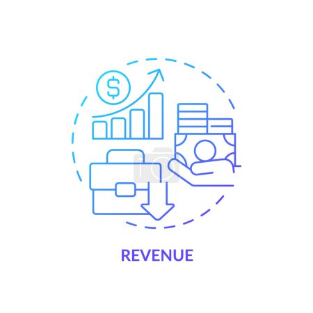 Illustration for 2D gradient revenue icon, simple isolated vector, blue thin line illustration representing cash flow management. - Royalty Free Image