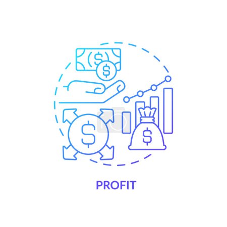 Illustration for 2D gradient profit icon, simple isolated vector, blue thin line illustration representing cash flow management. - Royalty Free Image