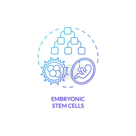 Ilustración de Icono de células madre embrionarias de gradiente 2D, vector aislado simple, ilustración azul de línea delgada que representa la terapia celular. - Imagen libre de derechos