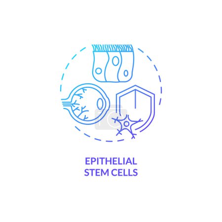 Téléchargez les illustrations : Icône de cellules souches épithéliales à gradient 2D, simple vecteur isolé, illustration en bleu mince représentant la thérapie cellulaire. - en licence libre de droit