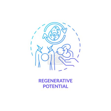 Illustration for 2D gradient regenerative potential icon, simple isolated vector, thin line blue illustration representing cell therapy. - Royalty Free Image