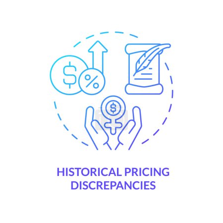Illustration for 2D gradient historical pricing discrepancies icon, isolated creative vector, thin line illustration representing pink tax. - Royalty Free Image
