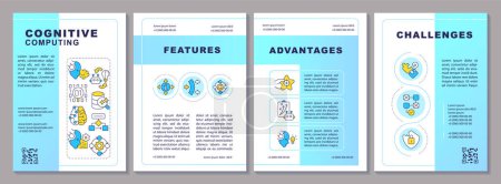Ilustración de Plantilla de folleto creativo de computación cognitiva 2D, diseño de folletos con iconos de línea delgada, 4 diseños de vectores. - Imagen libre de derechos