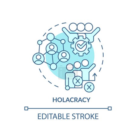 Illustration for 2D editable blue holacracy icon, monochromatic isolated vector, thin line illustration representing workplace trends. - Royalty Free Image
