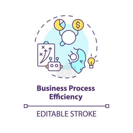 Illustration for 2D editable multicolor business process efficiency icon, simple isolated vector, thin line illustration representing cognitive computing. - Royalty Free Image