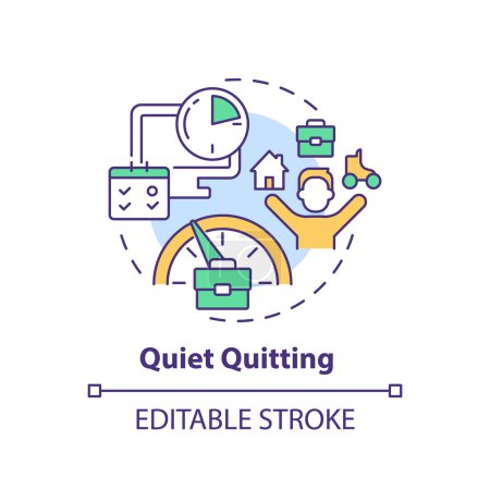 Illustration for 2D editable multicolor quiet quitting icon, simple isolated vector, thin line illustration representing workplace trends. - Royalty Free Image