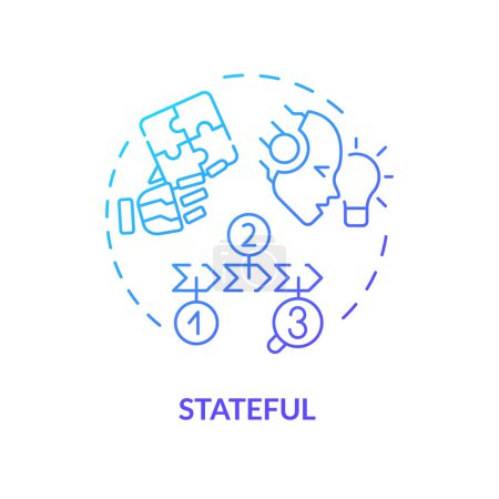 Illustration for 2D gradient stateful icon, creative isolated vector, thin line blue illustration representing cognitive computing. - Royalty Free Image