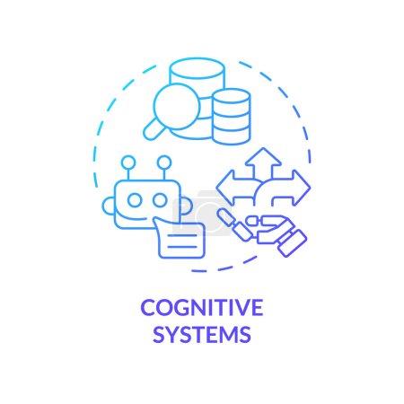 Téléchargez les illustrations : Icône des systèmes cognitifs à gradient 2D, vecteur isolé créatif, illustration en bleu mince représentant l'informatique cognitive. - en licence libre de droit