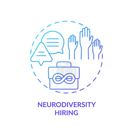 Illustration for 2D gradient neurodiversity hiring icon, simple isolated vector, thin line illustration representing workplace trends. - Royalty Free Image