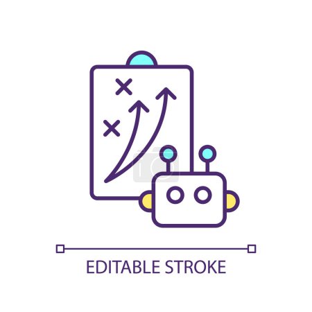 Illustration for 2D simple editable business process efficiency icon representing cognitive computing, isolated vector, thin line illustration. - Royalty Free Image