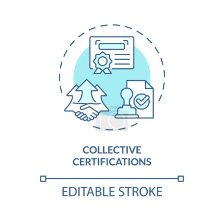 Ilustración de Icono de certificaciones colectivas azules editables 2D, vector aislado monocromático, ilustración de línea delgada que representa clusters agrícolas. - Imagen libre de derechos