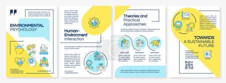 Illustration for Creative multicolor environmental psychology brochure template, leaflet design with thin linear icons, 4 vector layouts. - Royalty Free Image