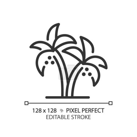 Illustration for Date Palms in UAE linear icon. Desert tree of life. Dubai agribusiness harvesting. Paradise tropical. Food security. Thin line illustration. Contour symbol. Vector outline drawing. Editable stroke - Royalty Free Image