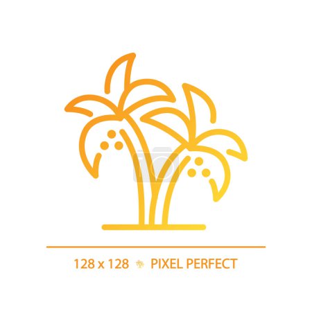 Illustration for Date Palms in UAE gradient linear vector icon. Desert tree of life. Dubai harvesting. Paradise tropical. Food security. Thin line color symbol. Modern style pictogram. Vector isolated outline drawing - Royalty Free Image