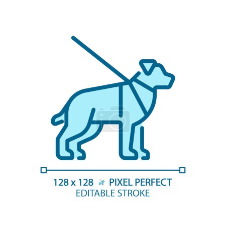 Guide dog light blue icon. Visual impairment, support animal. Pet training. Blindness support services. RGB color sign. Simple design. Web symbol. Contour line. Flat illustration. Isolated object