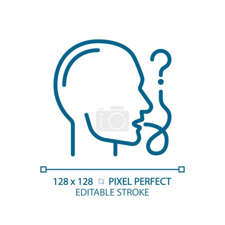 Speech impairment light blue icon. Physiotherapy treatment. Social interaction difficulties. RGB color sign. Simple design. Web symbol. Contour line. Flat illustration. Isolated object