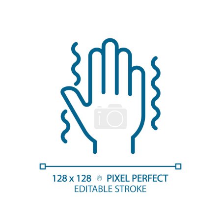 Parkinsons disease light blue icon. Central nervous system disorder. Hand tremor. Synapses illness. RGB color sign. Simple design. Web symbol. Contour line. Flat illustration. Isolated object